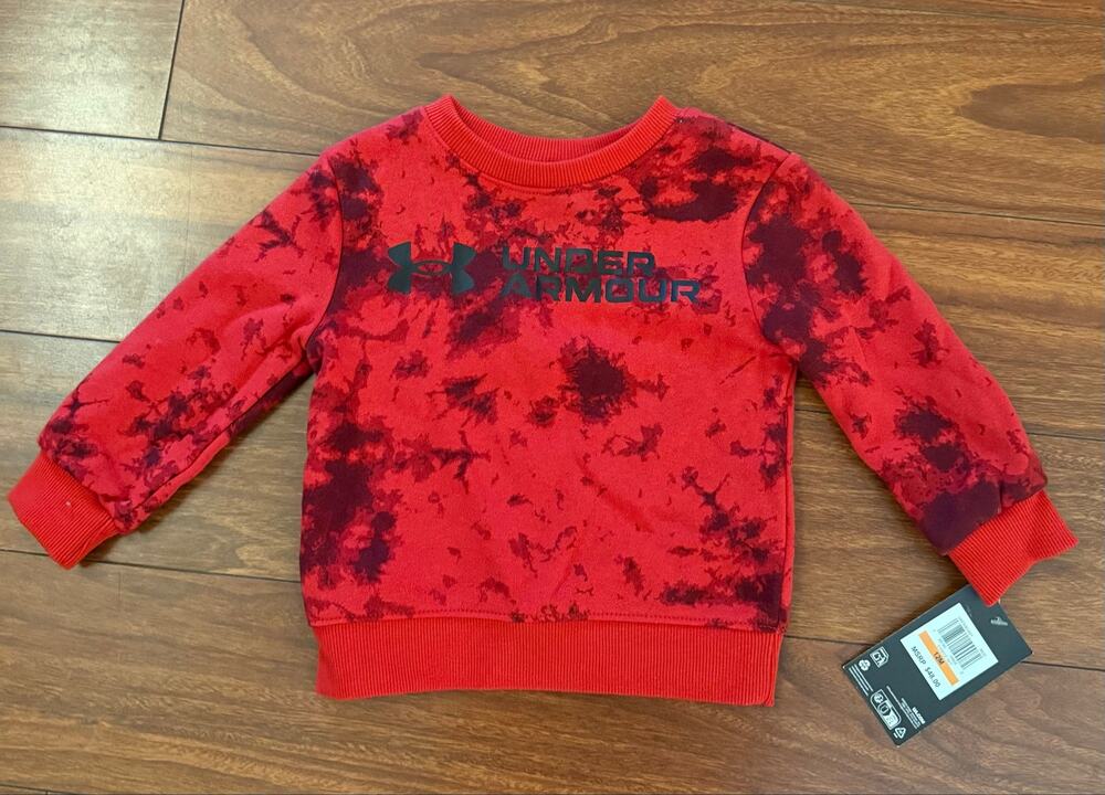 Under Armour Baby Boys Red Tie Dye Logo Sweatshirt Size 12M NWT